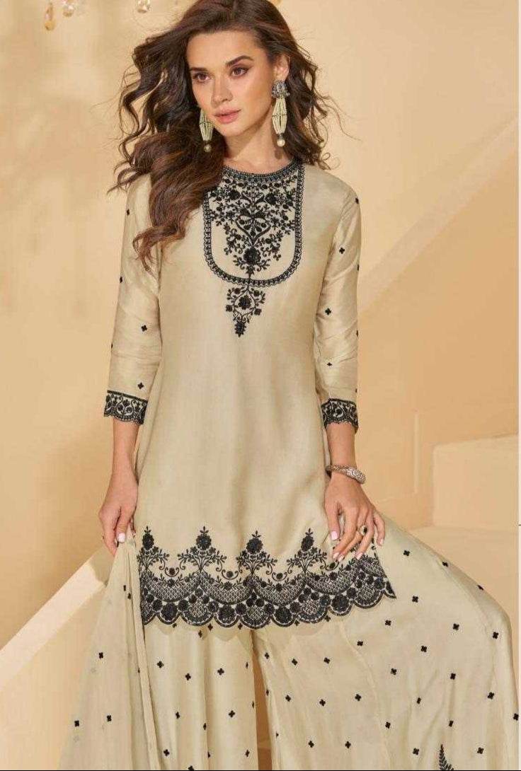 Chinon Silk Kurti With Palazzo - MYLUXURY LANE ENTERPRISE